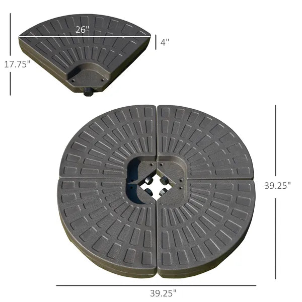 Outsunny Cantilever Patio Umbrella Base Fan Shaped Weights with Handles Durable Material Coffee - product image 3