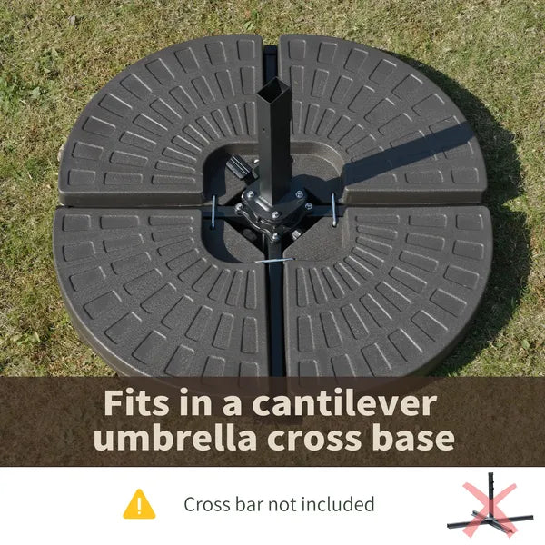 Outsunny Cantilever Patio Umbrella Base Fan Shaped Weights with Handles Durable Material Coffee - product image 5