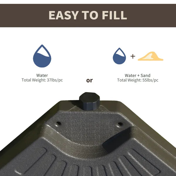 Outsunny Cantilever Patio Umbrella Base Fan Shaped Weights with Handles Durable Material Coffee - product image 6