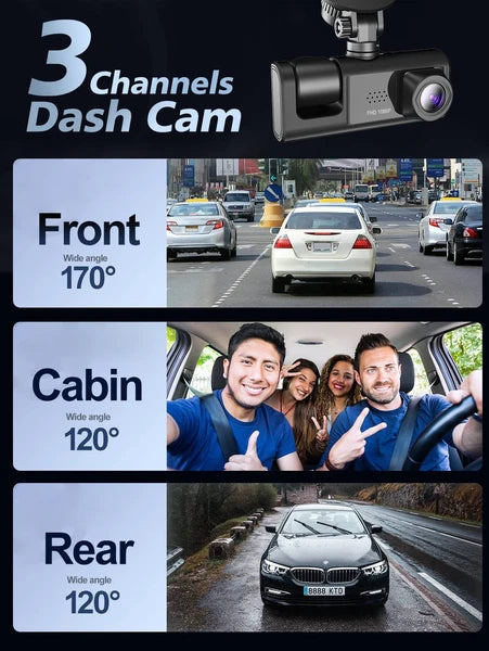 1080P Dual Lens Car Dash Camera with Front Rear and Interior Recording - product view 5