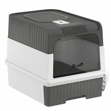 PawHut Cat Litter Box Hooded Cat Litter Tray with Drawer Pan Front Entry and Top Exit Easy Cleaning Gray - product image 1