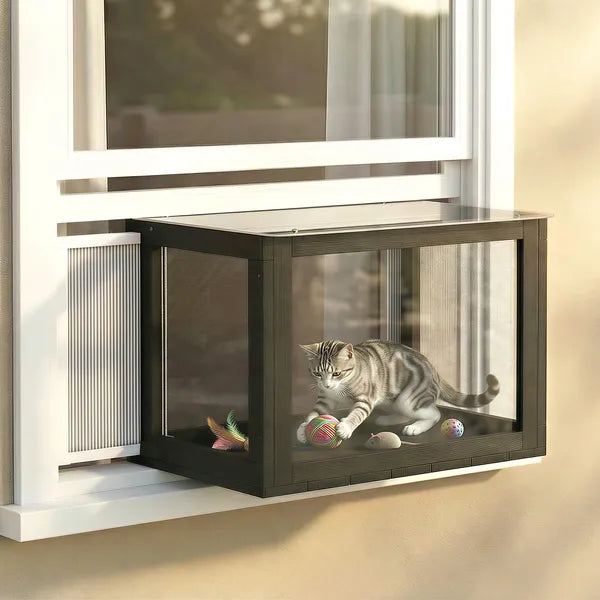 PawHut Outdoor Cat Catio Enclosure with Acrylic Panels Black and White - product image 10