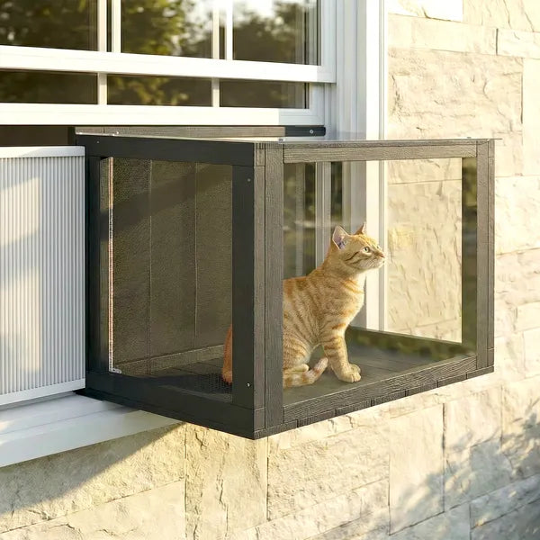 PawHut Outdoor Cat Catio Enclosure with Acrylic Panels Black and White - product image 9