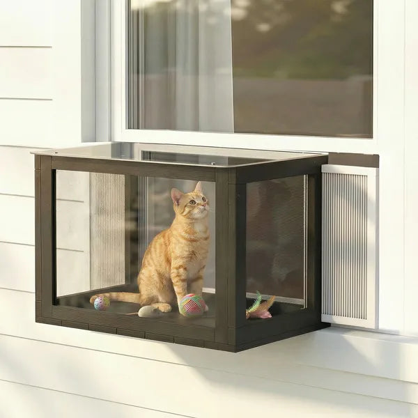 PawHut Outdoor Cat Catio Enclosure with Acrylic Panels Black and White - product image 2