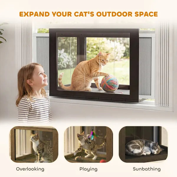 PawHut Outdoor Cat Catio Enclosure with Acrylic Panels Black and White - product image 4