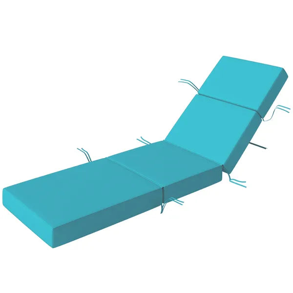 Outsunny Chaise Lounge Cushion, 4 Inch Thick Outdoor Lounge Chair Cushion with Ties for Patio, 21 Inch x 72 Inch, Blue - product image 1