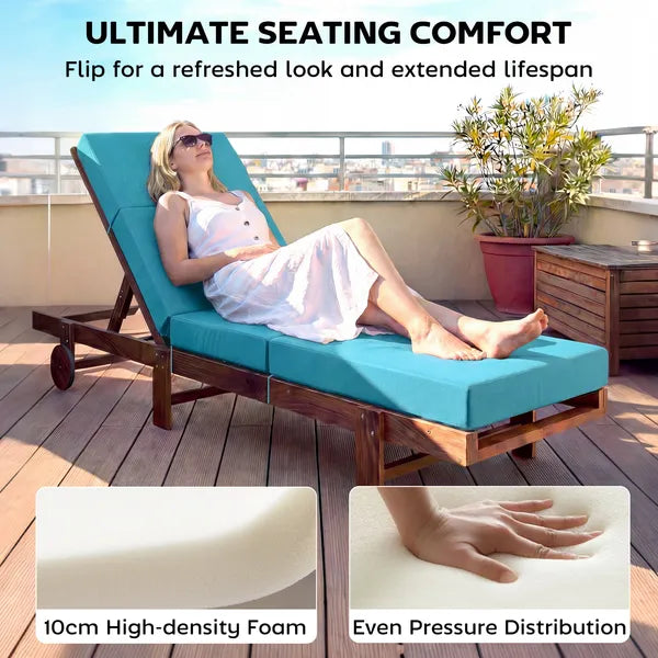 Outsunny Chaise Lounge Cushion, 4 Inch Thick Outdoor Lounge Chair Cushion with Ties for Patio, 21 Inch x 72 Inch, Blue - product image 4