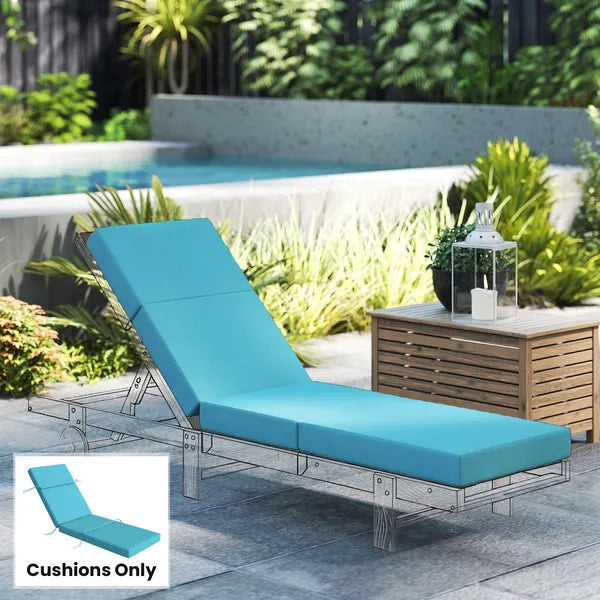 Outsunny Chaise Lounge Cushion, 4 Inch Thick Outdoor Lounge Chair Cushion with Ties for Patio, 21 Inch x 72 Inch, Blue - product image 2
