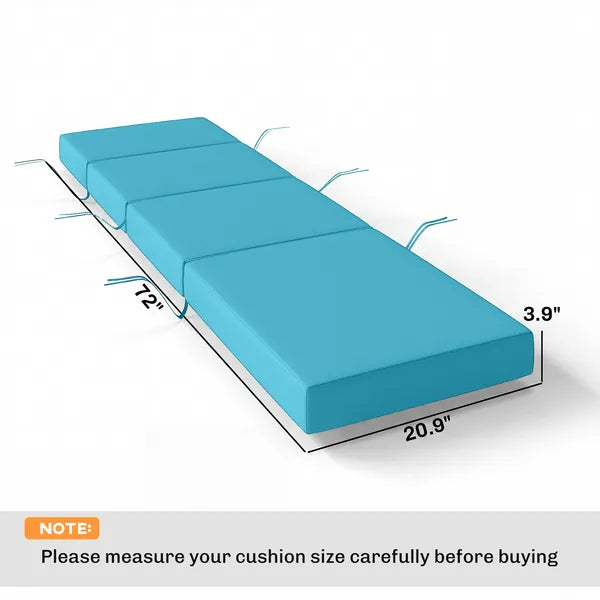 Outsunny Chaise Lounge Cushion, 4 Inch Thick Outdoor Lounge Chair Cushion with Ties for Patio, 21 Inch x 72 Inch, Blue - product image 3