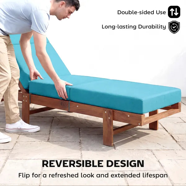 Outsunny Chaise Lounge Cushion, 4 Inch Thick Outdoor Lounge Chair Cushion with Ties for Patio, 21 Inch x 72 Inch, Blue - product image 7