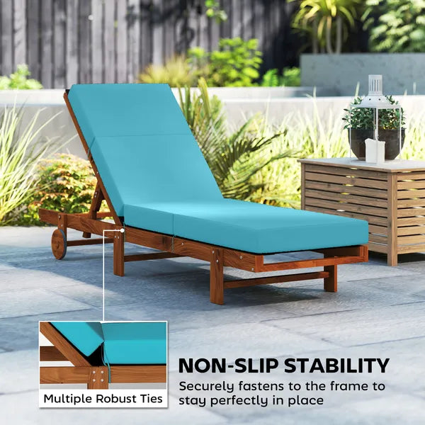 Outsunny Chaise Lounge Cushion, 4 Inch Thick Outdoor Lounge Chair Cushion with Ties for Patio, 21 Inch x 72 Inch, Blue - product image 6