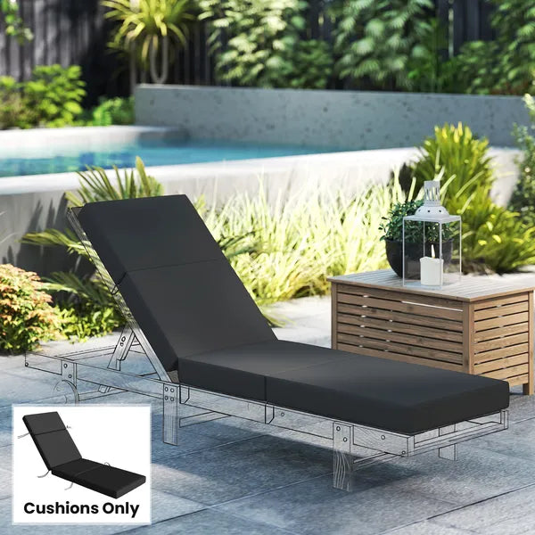 Outsunny Chaise Lounge Cushion, 4" Thick Outdoor Lounge Chair Cushion with Ties for Patio, 21" x 72 ", Gray - product image 2