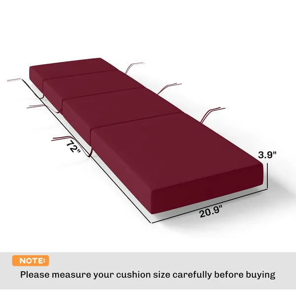 Outsunny Chaise Lounge Cushion, 4" Thick Outdoor Lounge Chair Cushion with Ties for Patio, 21" x 72 ", Red - product image 3