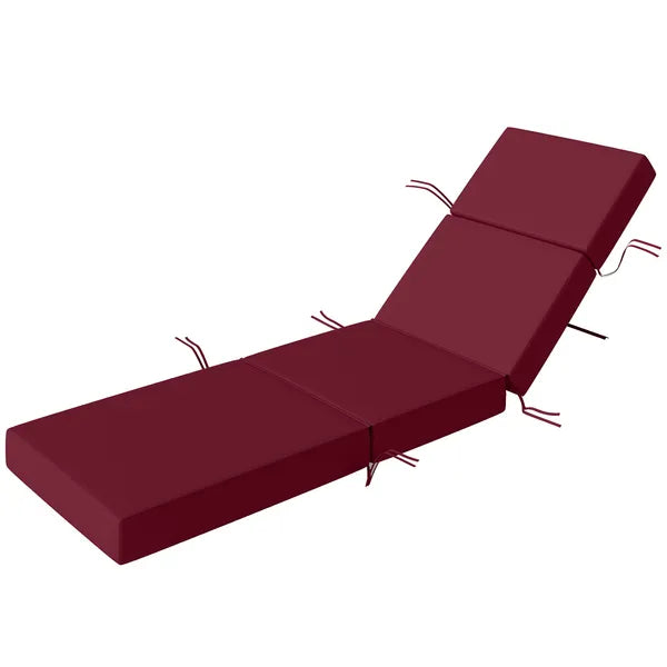 Outsunny Chaise Lounge Cushion, 4" Thick Outdoor Lounge Chair Cushion with Ties for Patio, 21" x 72 ", Red - product image 1