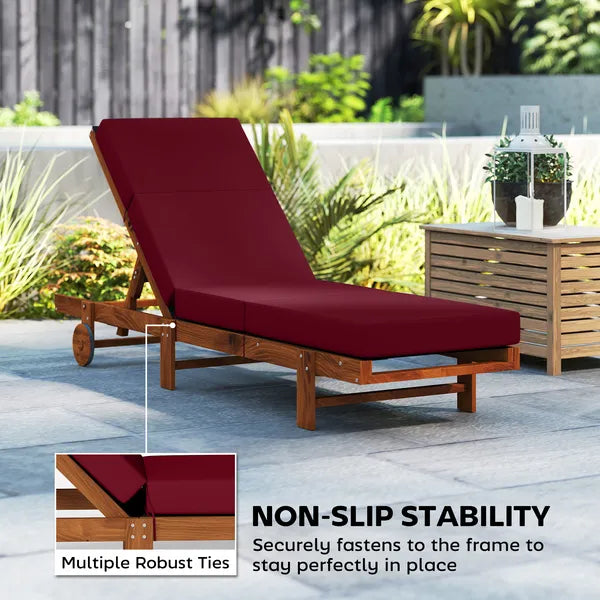 Outsunny Chaise Lounge Cushion, 4" Thick Outdoor Lounge Chair Cushion with Ties for Patio, 21" x 72 ", Red - product image 6