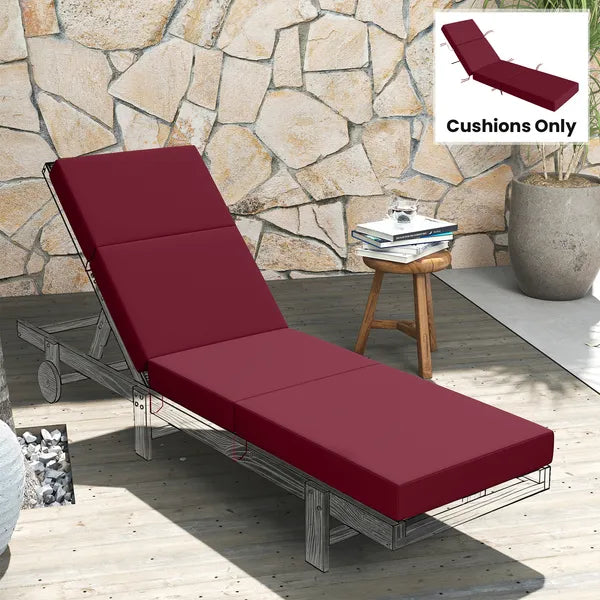 Outsunny Chaise Lounge Cushion, 4" Thick Outdoor Lounge Chair Cushion with Ties for Patio, 21" x 72 ", Red - product image 8