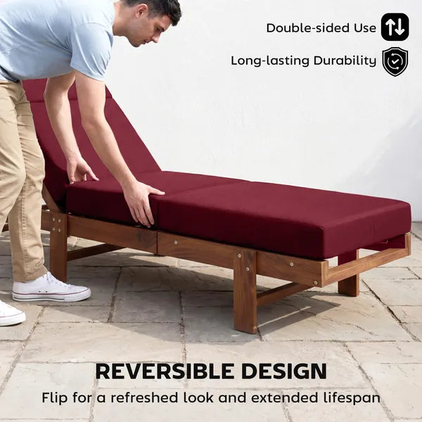 Outsunny Chaise Lounge Cushion, 4" Thick Outdoor Lounge Chair Cushion with Ties for Patio, 21" x 72 ", Red - product image 7