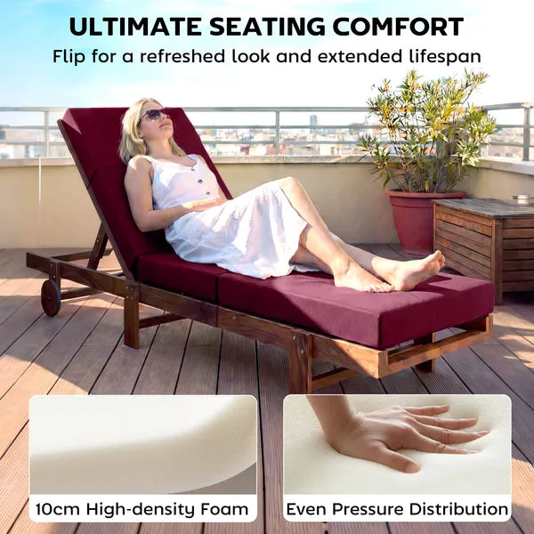 Outsunny Chaise Lounge Cushion, 4" Thick Outdoor Lounge Chair Cushion with Ties for Patio, 21" x 72 ", Red - product image 4