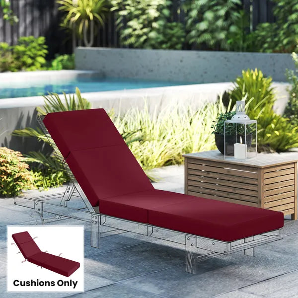 Outsunny Chaise Lounge Cushion, 4" Thick Outdoor Lounge Chair Cushion with Ties for Patio, 21" x 72 ", Red - product image 2