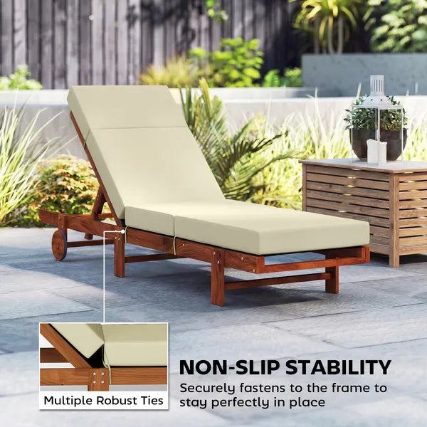 Outsunny Chaise Lounge Cushion, 4" Thick Outdoor Lounge Chair Cushions with Ties for Patio, 26" x 80 ", Cream White - product image 6