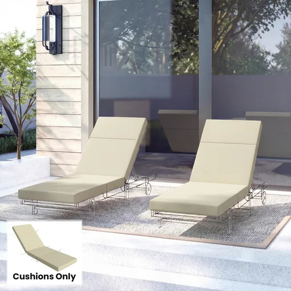Outsunny Chaise Lounge Cushion, 4" Thick Outdoor Lounge Chair Cushions with Ties for Patio, 26" x 80 ", Cream White - product image 8