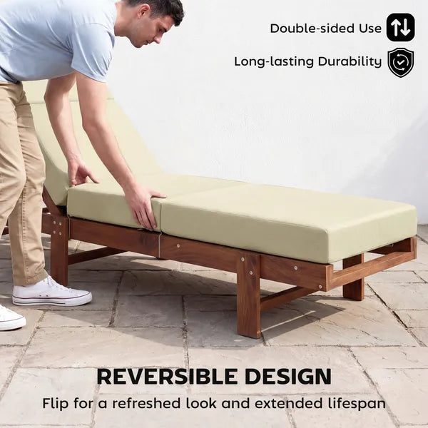 Outsunny Chaise Lounge Cushion, 4" Thick Outdoor Lounge Chair Cushions with Ties for Patio, 26" x 80 ", Cream White - product image 7