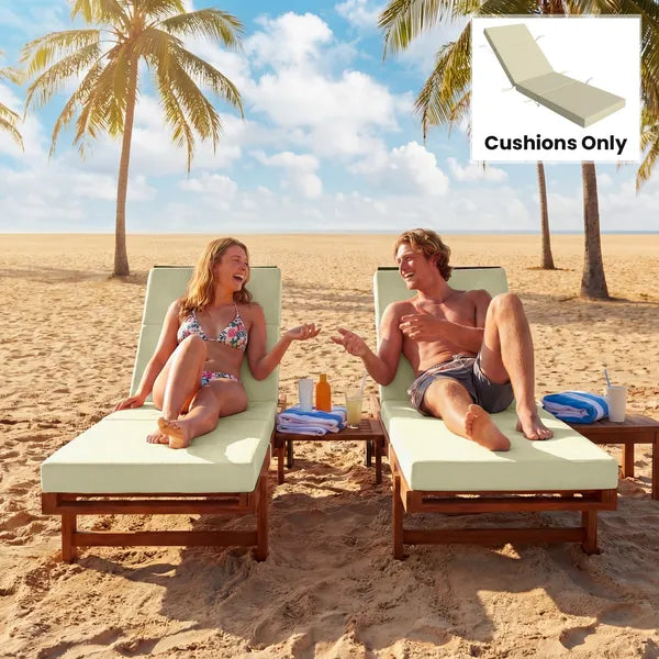 Outsunny Chaise Lounge Cushion, 4" Thick Outdoor Lounge Chair Cushions with Ties for Patio, 26" x 80 ", Cream White - product image 9