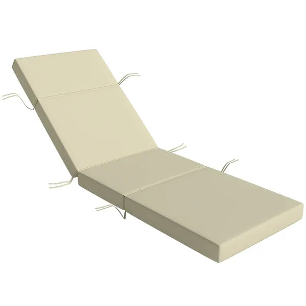 Outsunny Chaise Lounge Cushion, 4" Thick Outdoor Lounge Chair Cushions with Ties for Patio, 26" x 80 ", Cream White - product image 11