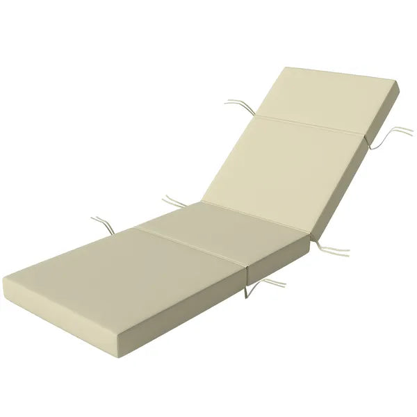 Outsunny Chaise Lounge Cushion, 4" Thick Outdoor Lounge Chair Cushions with Ties for Patio, 26" x 80 ", Cream White - product image 1