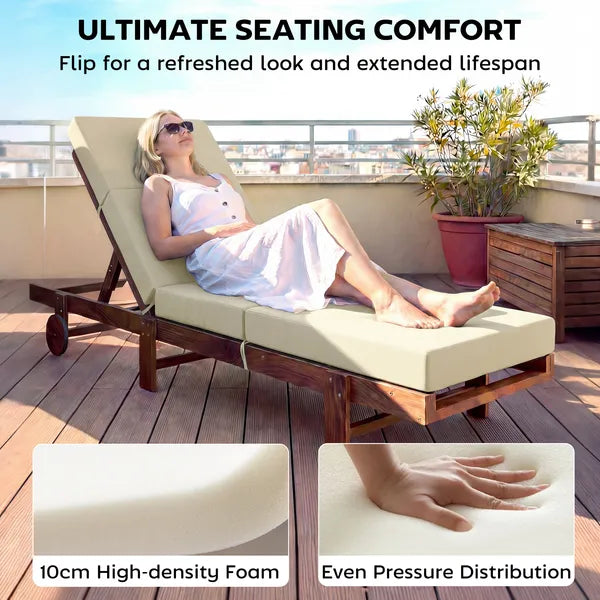 Outsunny Chaise Lounge Cushion, 4" Thick Outdoor Lounge Chair Cushions with Ties for Patio, 26" x 80 ", Cream White - product image 4