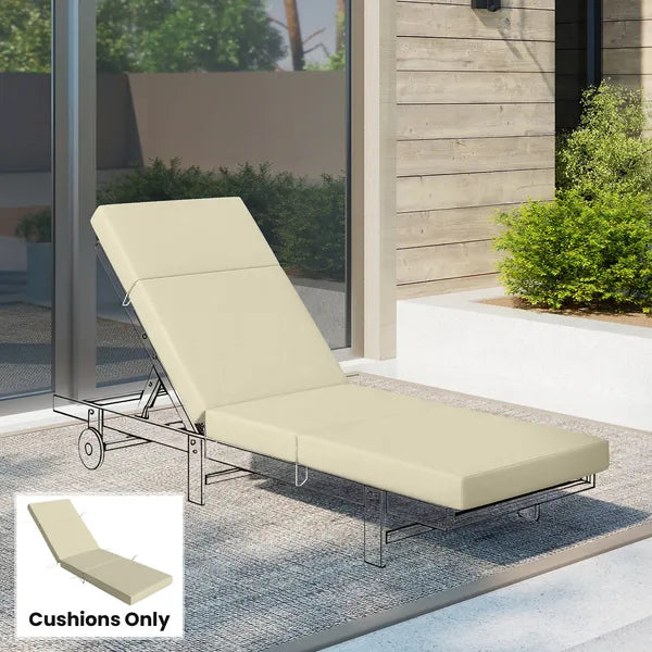 Outsunny Chaise Lounge Cushion, 4" Thick Outdoor Lounge Chair Cushions with Ties for Patio, 26" x 80 ", Cream White - product image 2