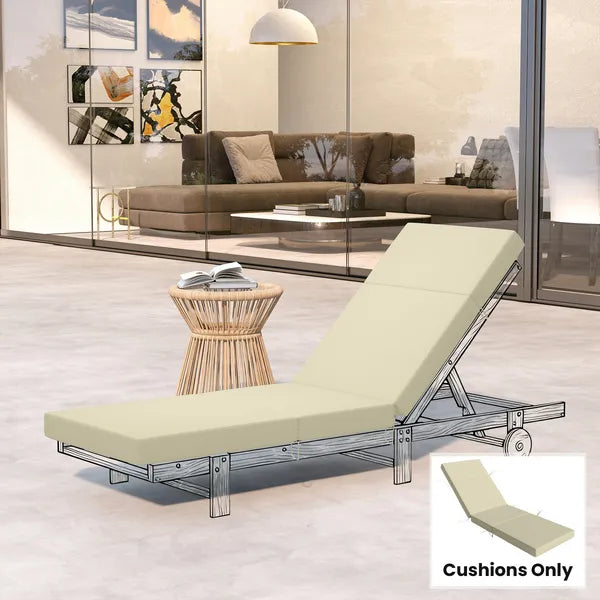Outsunny Chaise Lounge Cushion, 4" Thick Outdoor Lounge Chair Cushions with Ties for Patio, 26" x 80 ", Cream White - product image 10
