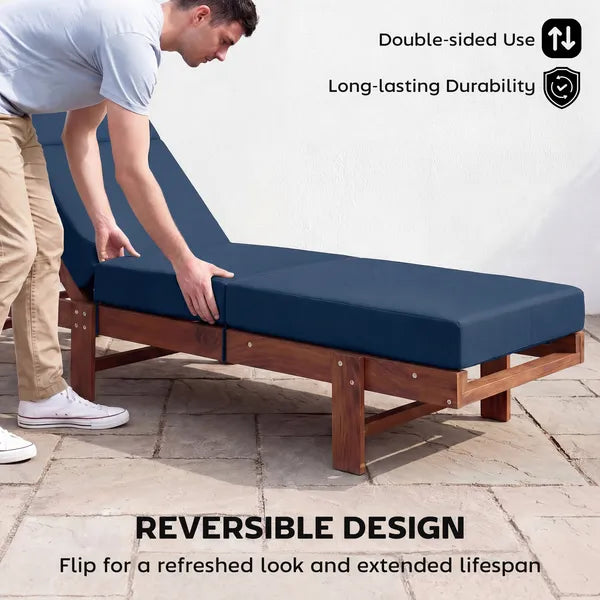 Outsunny Chaise Lounge Cushion, 4" Thick Outdoor Lounge Chair Cushions with Ties for Patio, 26" x 80 ", Navy Blue - product image 7