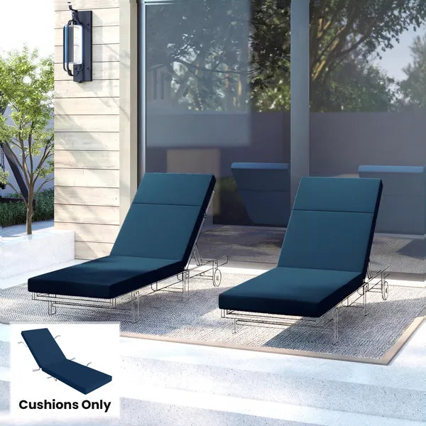 Outsunny Chaise Lounge Cushion, 4" Thick Outdoor Lounge Chair Cushions with Ties for Patio, 26" x 80 ", Navy Blue - product image 8