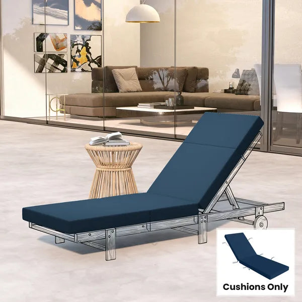 Outsunny Chaise Lounge Cushion, 4" Thick Outdoor Lounge Chair Cushions with Ties for Patio, 26" x 80 ", Navy Blue - product image 10