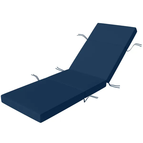 Outsunny Chaise Lounge Cushion, 4" Thick Outdoor Lounge Chair Cushions with Ties for Patio, 26" x 80 ", Navy Blue - product image 1