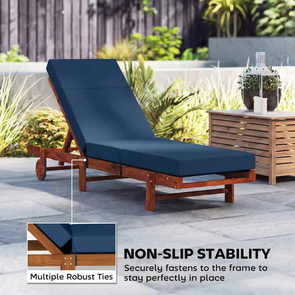 Outsunny Chaise Lounge Cushion, 4" Thick Outdoor Lounge Chair Cushions with Ties for Patio, 26" x 80 ", Navy Blue - product image 6