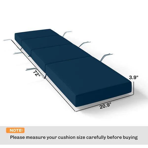 Outsunny Chaise Lounge Cushion, 4" Thick Outdoor Lounge Chair Cushions with Ties for Patio, 26" x 80 ", Navy Blue - product image 3