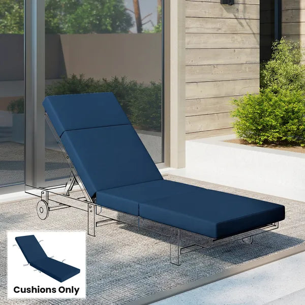 Outsunny Chaise Lounge Cushion, 4" Thick Outdoor Lounge Chair Cushions with Ties for Patio, 26" x 80 ", Navy Blue - product image 2