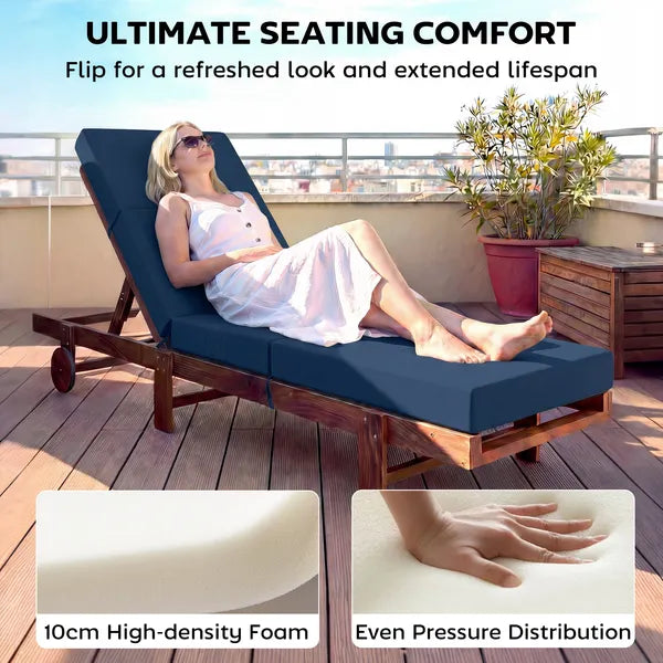 Outsunny Chaise Lounge Cushion, 4" Thick Outdoor Lounge Chair Cushions with Ties for Patio, 26" x 80 ", Navy Blue - product image 4