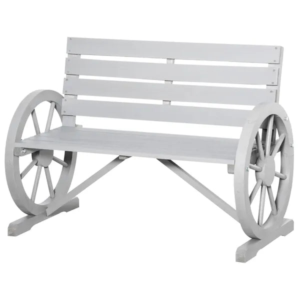 Charcoal Grey Wagon Wheel Bench Rustic 2-Person Patio Furniture - product image 11