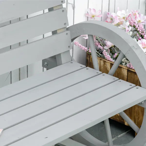 Charcoal Grey Wagon Wheel Bench Rustic 2-Person Patio Furniture - product image 9