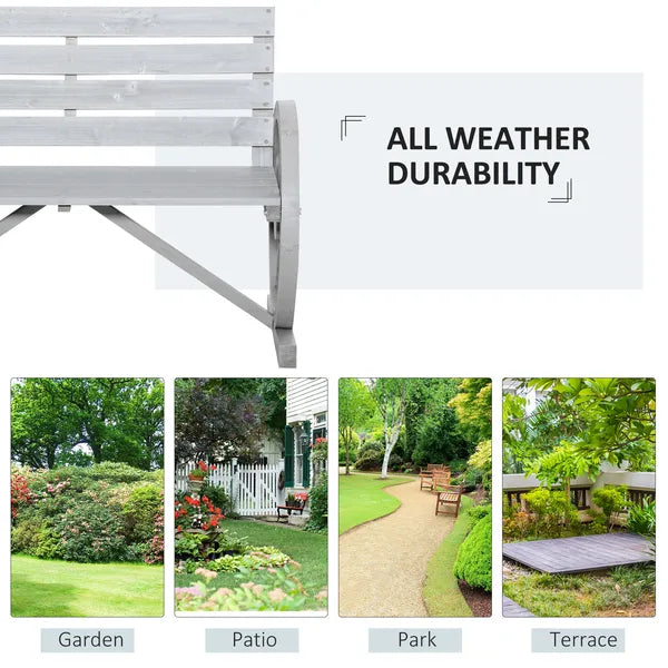 Charcoal Grey Wagon Wheel Bench Rustic 2-Person Patio Furniture - product image 6