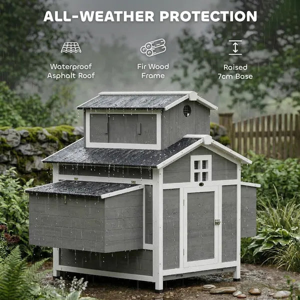 PawHut Chicken Coop for 2 Chickens, Wooden Hen House with Nesting Box, Pull-Out Tray, Ventilation Windows - product image 6