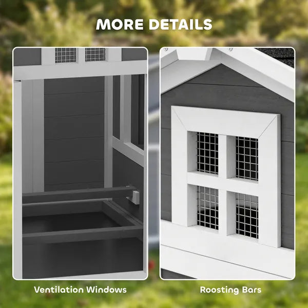 PawHut Chicken Coop for 2 Chickens, Wooden Hen House with Nesting Box, Pull-Out Tray, Ventilation Windows - product image 7