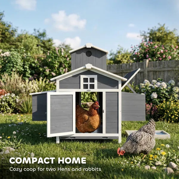 PawHut Chicken Coop for 2 Chickens, Wooden Hen House with Nesting Box, Pull-Out Tray, Ventilation Windows - product image 3