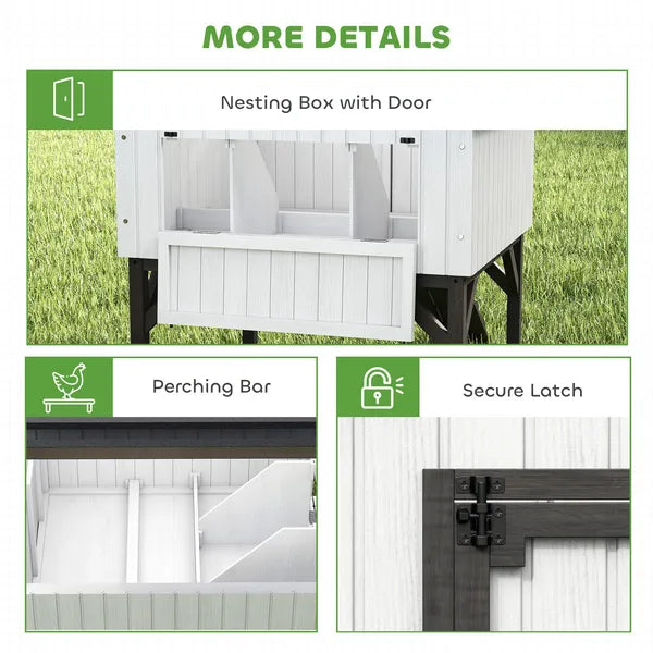 Chicken Coop Hen House with Nesting Box, Elevated Rabbit Hutch with Ramp, Asphalt Openable Roof and Elevated Legs - product image 8