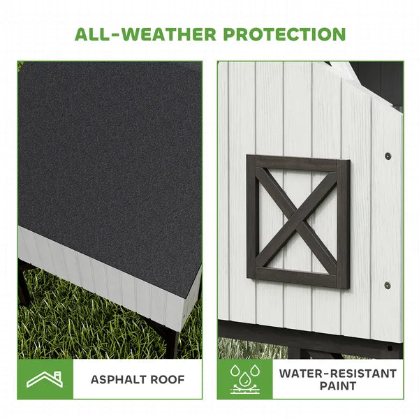 Chicken Coop Hen House with Nesting Box, Elevated Rabbit Hutch with Ramp, Asphalt Openable Roof and Elevated Legs - product image 6