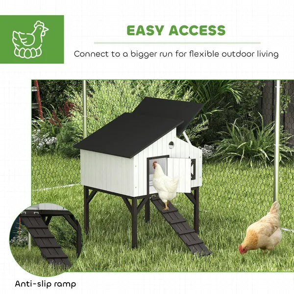 Chicken Coop Hen House with Nesting Box, Elevated Rabbit Hutch with Ramp, Asphalt Openable Roof and Elevated Legs - product image 7