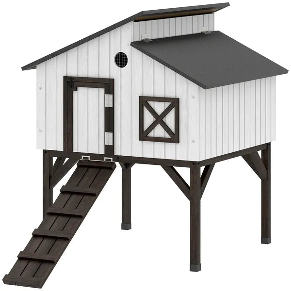 Chicken Coop Hen House with Nesting Box, Elevated Rabbit Hutch with Ramp, Asphalt Openable Roof and Elevated Legs - product image 1